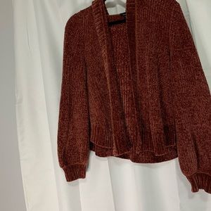 Chenille hooded cardigan